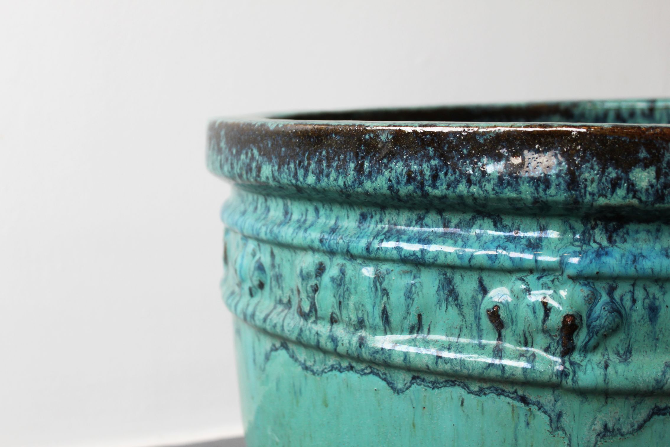 Glazed terracotta planter, handmade, 20th century