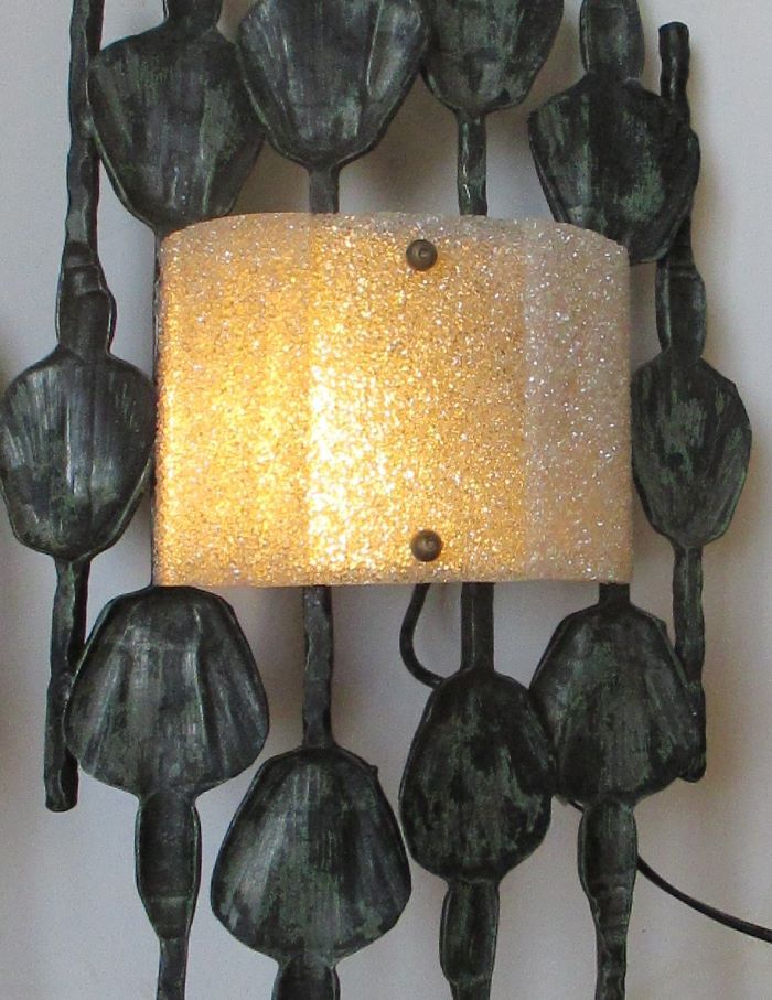 Pair of brutalist sconces, wrought iron by T. Ahlstrom