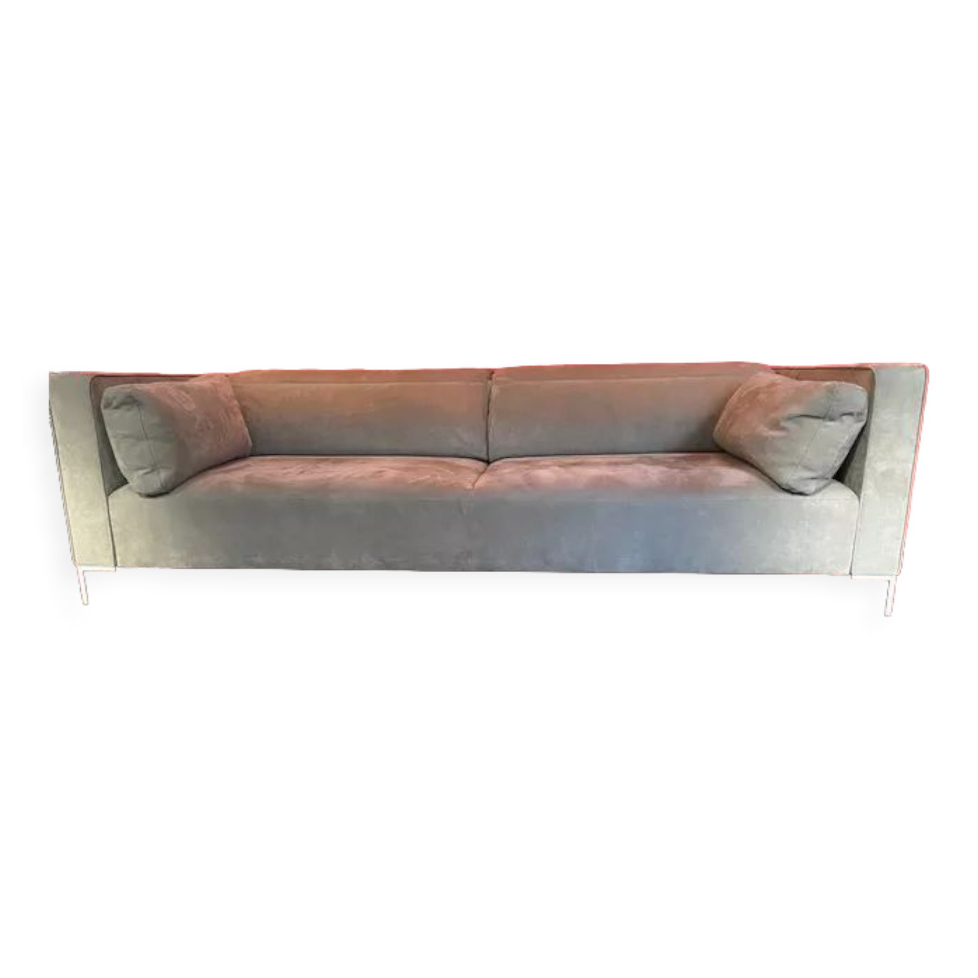 Urbani sofa and ottoman in grey alcantara