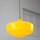 Mid-Century Italian Brass and Yellow Glass Pendant Lamp