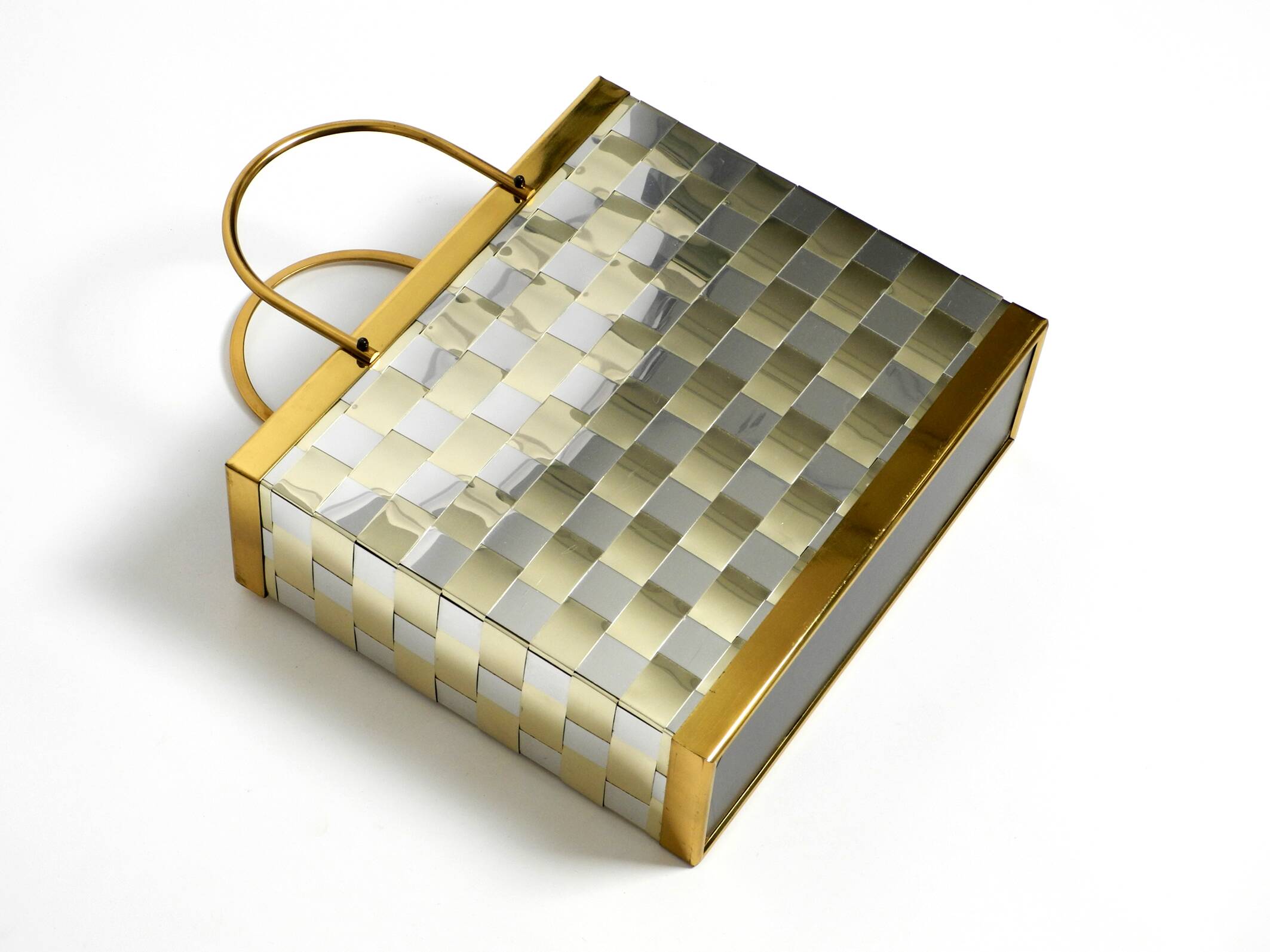 Stunning 1980s brass magazine rack in Hollywood Regency design