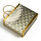 Stunning 1980s brass magazine rack in Hollywood Regency design