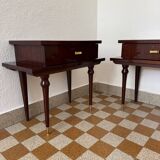 Scandinavian style varnished wood bedside tables from the 60s (X2)