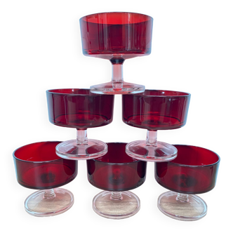 Set of 6 cups Luminarc Sweden Ruby