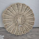 Old small round wicker mirror