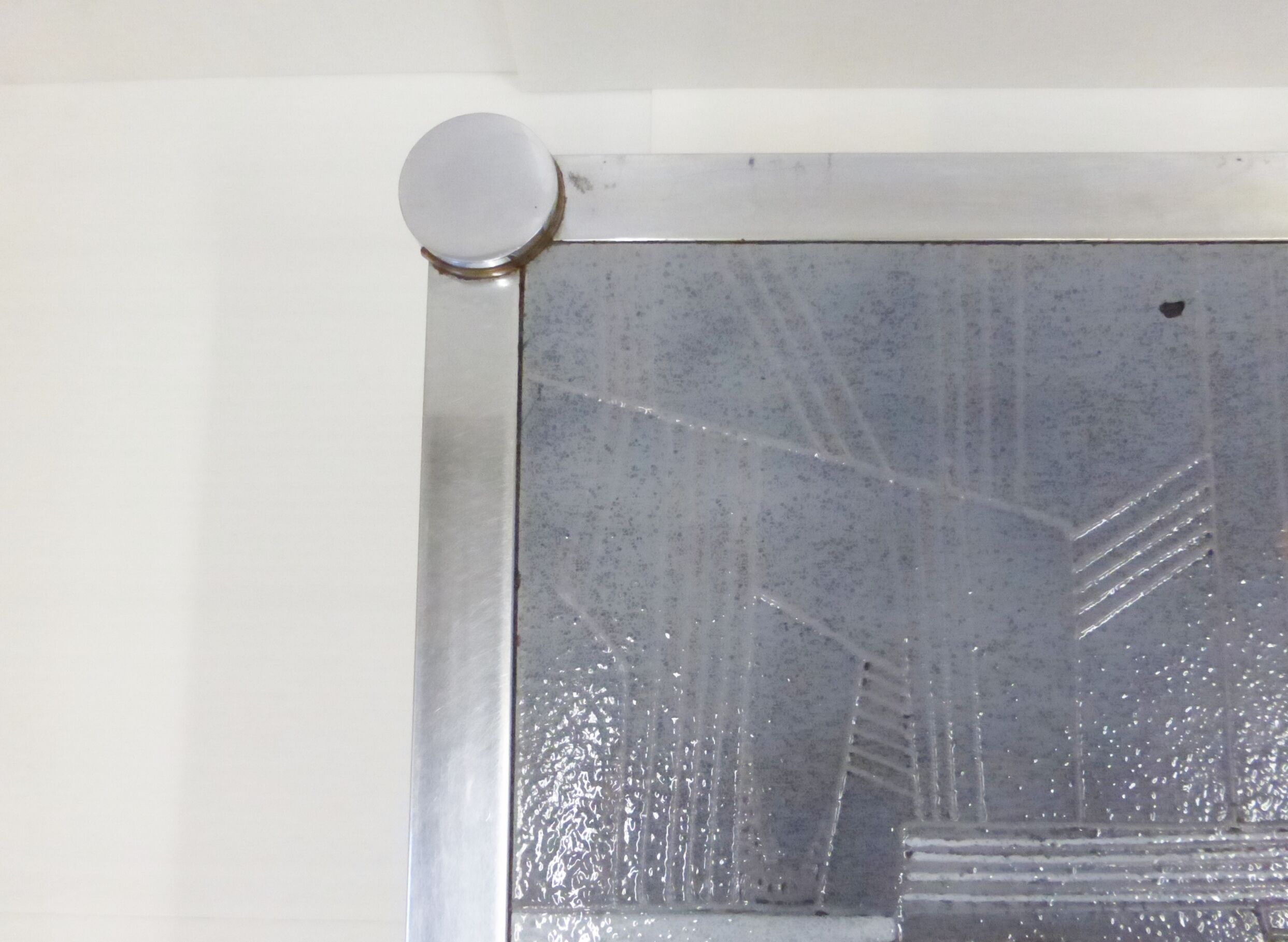 Large coffee table in ceramic and chrome signed 1970 De Nisco vintage 70's space age