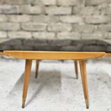 Small opaque black glass coffee table 1960