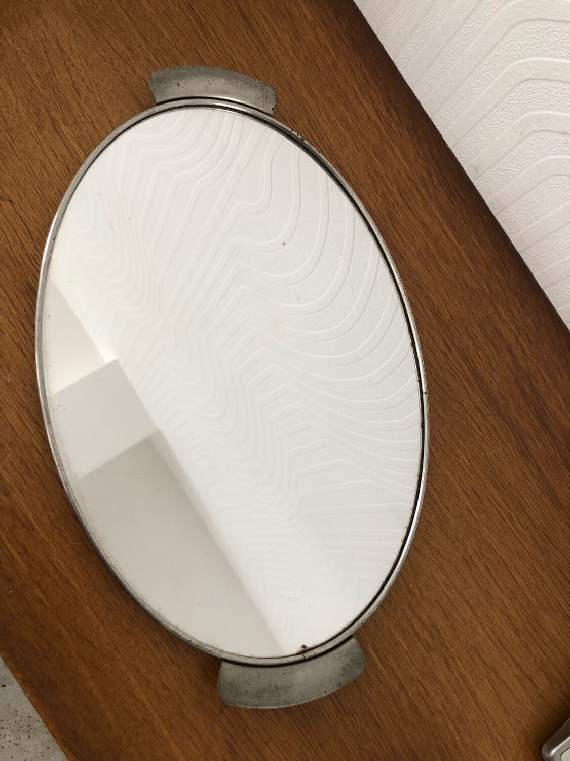 Vintage mirror and metal tray