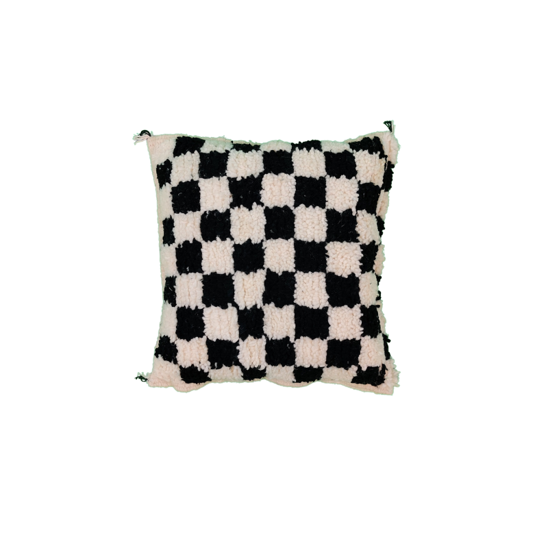 Berber cushion black chessboard