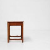 Vintage square wooden stool with handle, Belgium ca. 1920