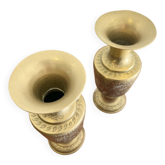 Pair of Vintage Brass Vases Ornaments