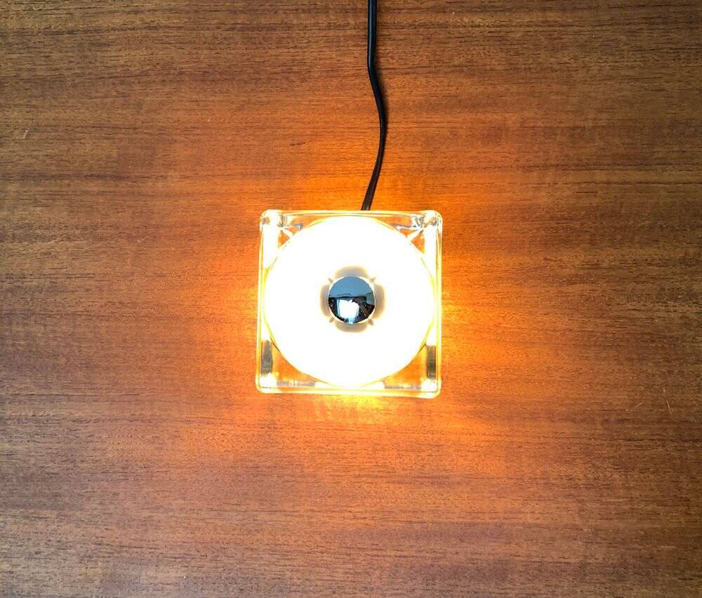Vintage German glass cube table lamp Ta 14 by Peill & Putzler, 1970s.