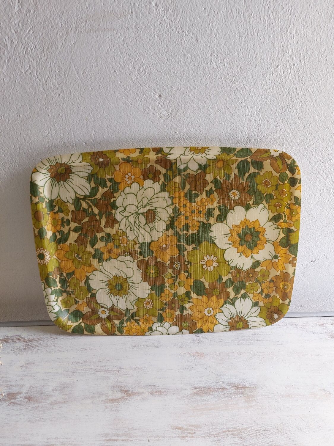 Rectangular vintage fiberglass tray