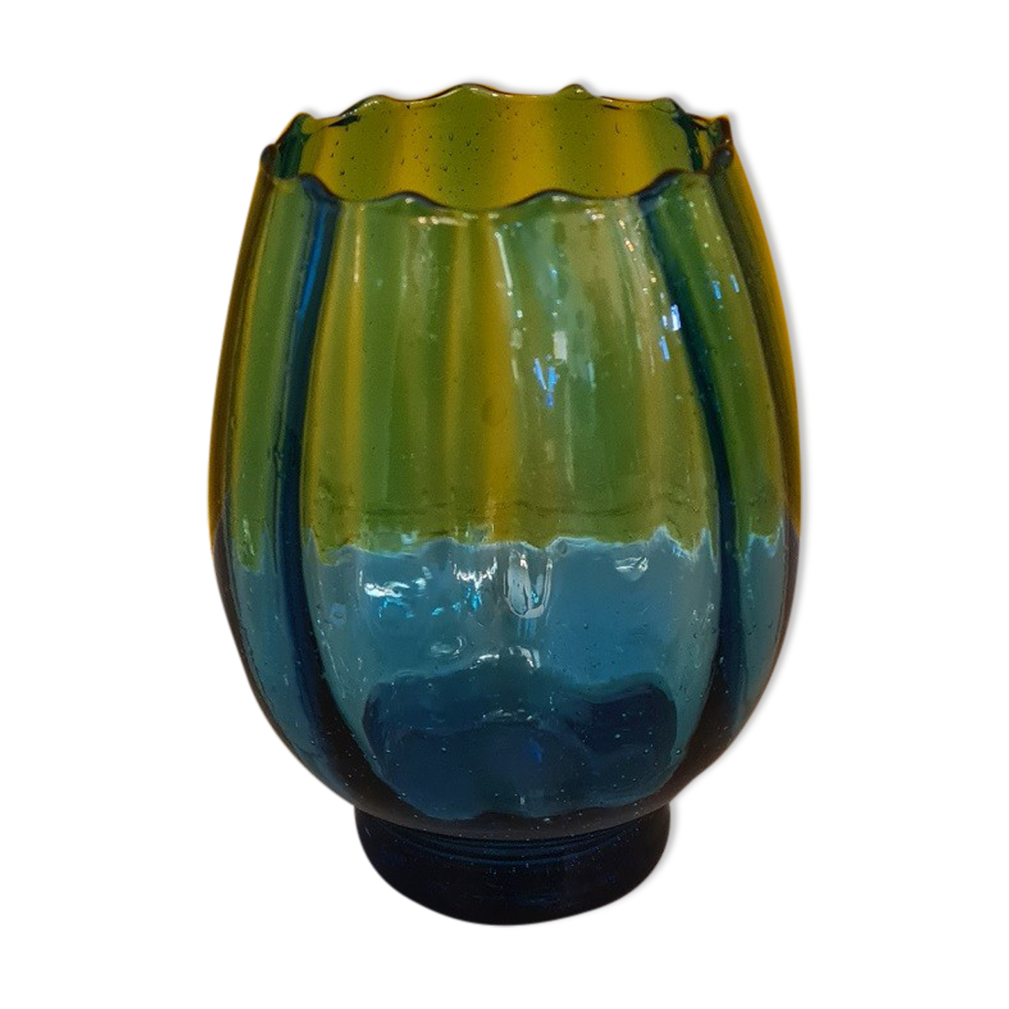 Turquoise glass vase, 1960s, vintage