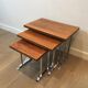 Set of 3 nesting tables in exotic wood and chrome