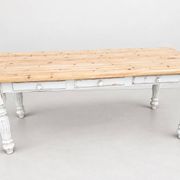 Large Vintage Farmhouse Dining Table with Drawers – Rustic Solid Wood