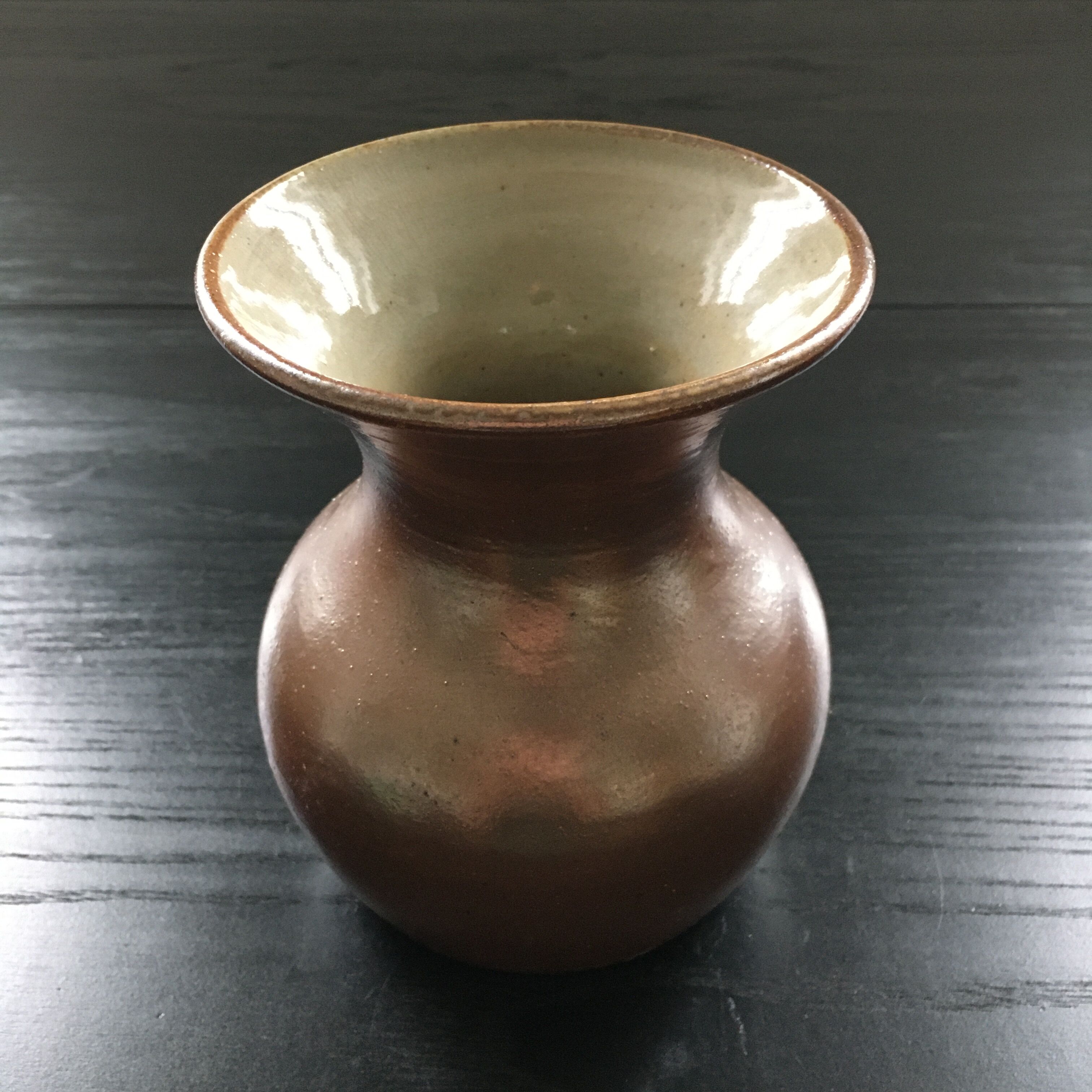 Signed vase in polished stoneware