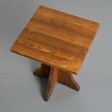 Pair of solid pine side tables, French Alps, circa 1970.