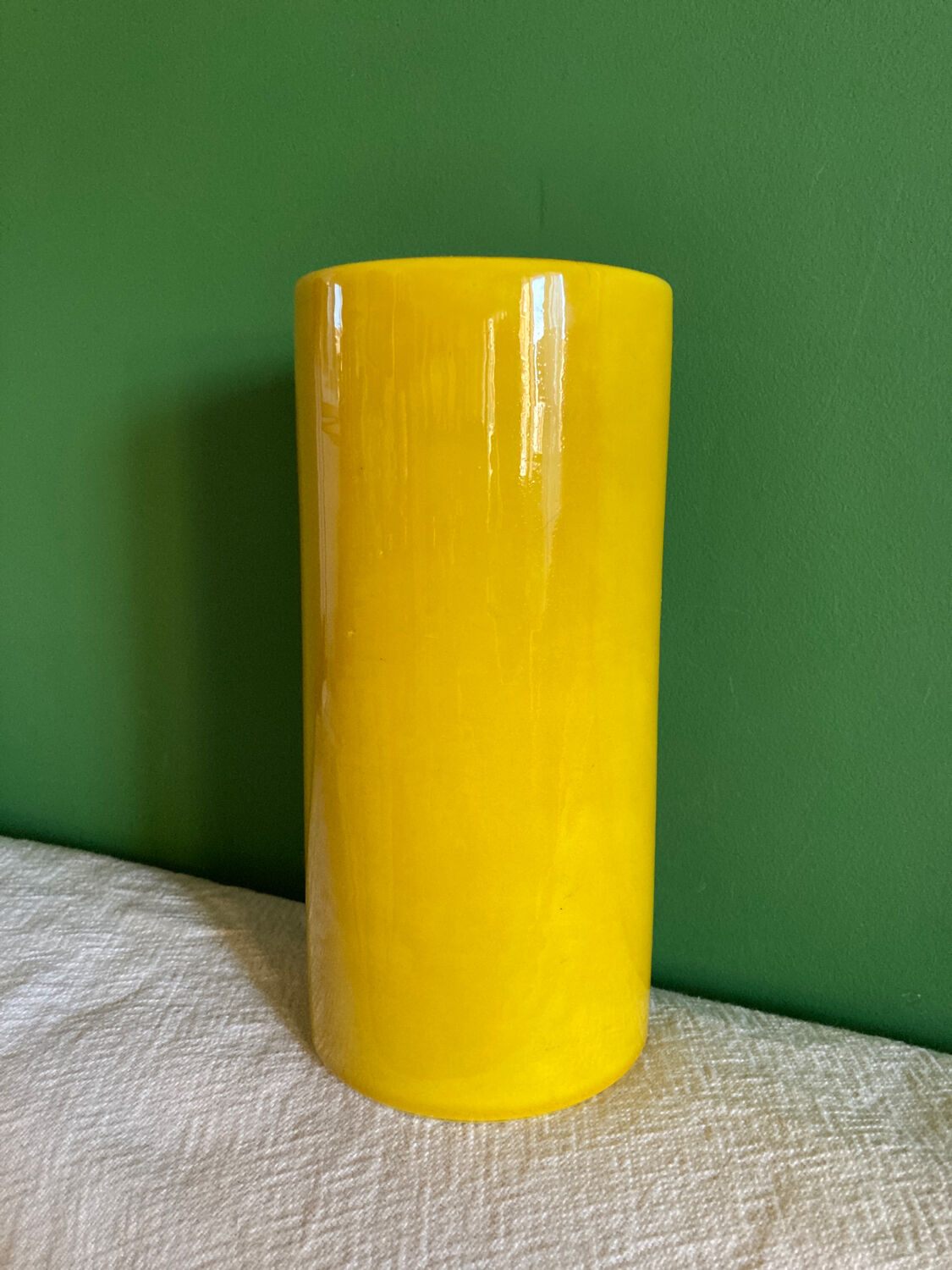 Yellow ceramic roller vase