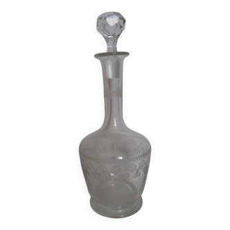 Carafe bouteille à whisky en verre gravé avec bouchon à facettes