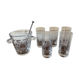 Ice bucket with 5 glasses orangeade crystal Saint Louis