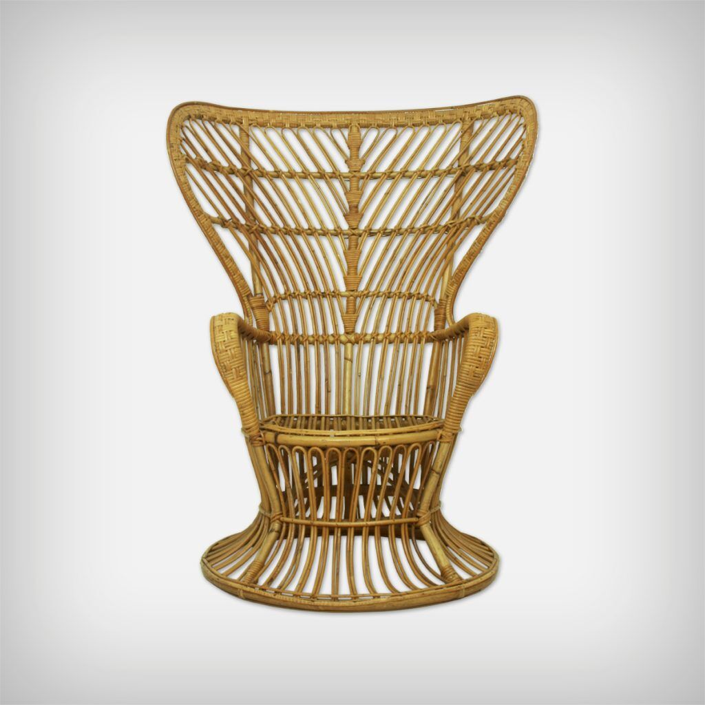 Vintage wicker lounge chair, italian 1950s