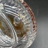 Bohemian crystal bottle, cut and engraved – Frosted floral decoration