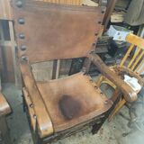 Pair of leather armchairs 19th century