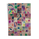 Tapis turc surteint fait à la main 203 cm x 297 cm tapis patchwork multicolore
