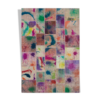 Tapis turc surteint fait à la main 203 cm x 297 cm tapis patchwork multicolore