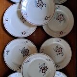 Set of 9 stencilled dinner plates