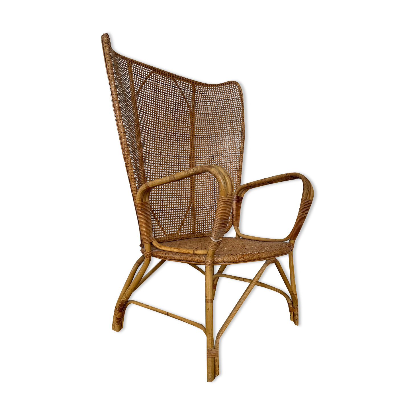 Vintage rattan and canning armchair
