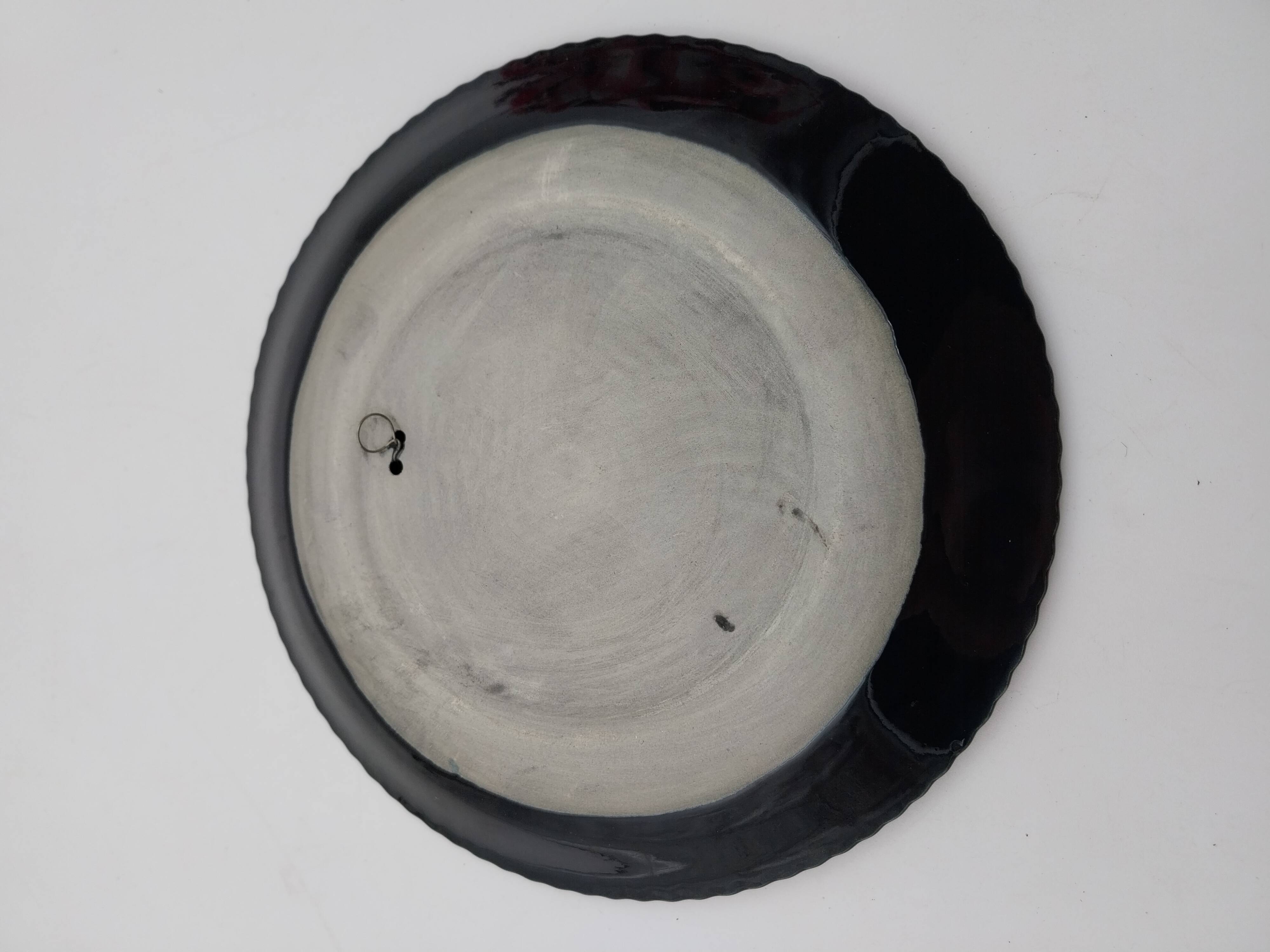 Ceramic plate barbotine vallauris trompe l'oeil kitsch Fish