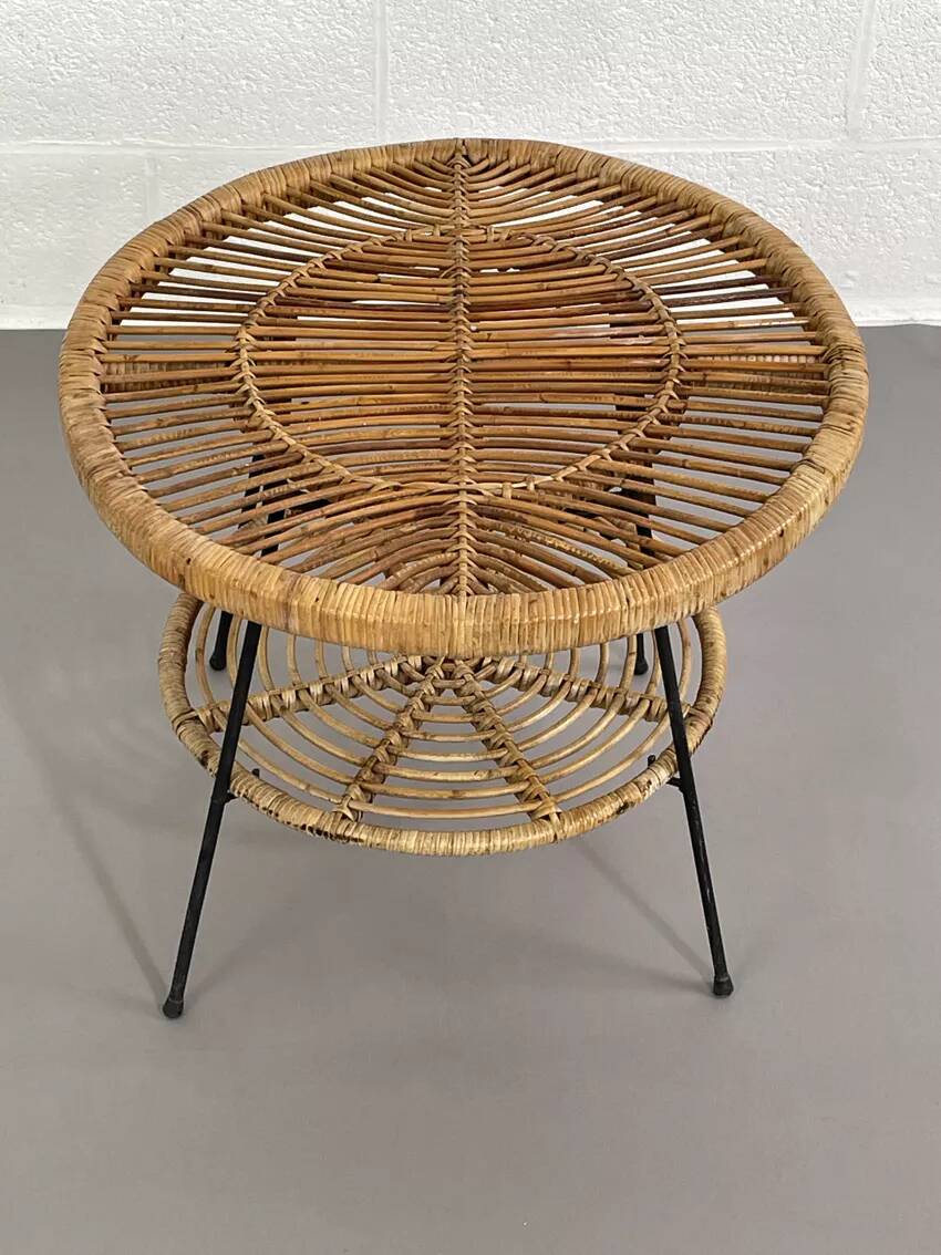 Rattan side table