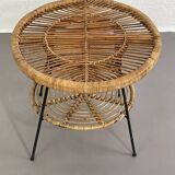 Rattan side table
