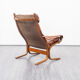 Fauteuil scandinave, cuir et bois
