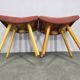 Pair of mid-century maple stools from the 1960s, Czechoslovakia.