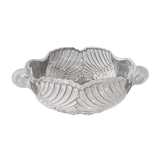 Antique frosted lead crystal swan fruit bowl