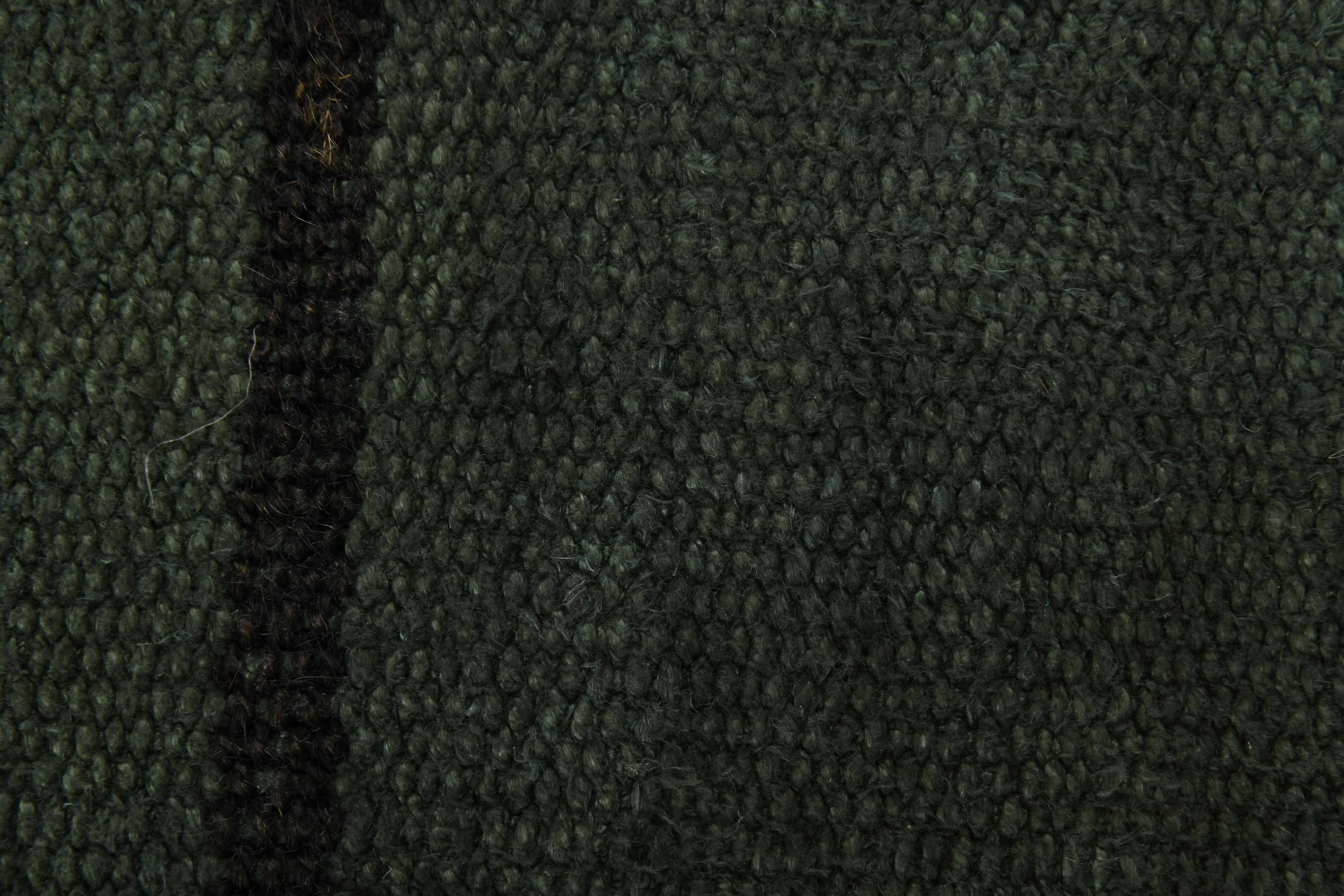 4x5 Dark Green & Black Kilim Rug, 138x150Cm