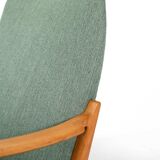 Scandinavian Beech Armchair with green wool upholstery, 1950-60s