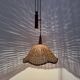 Adjustable Wicker and Teak Pendant Lamp