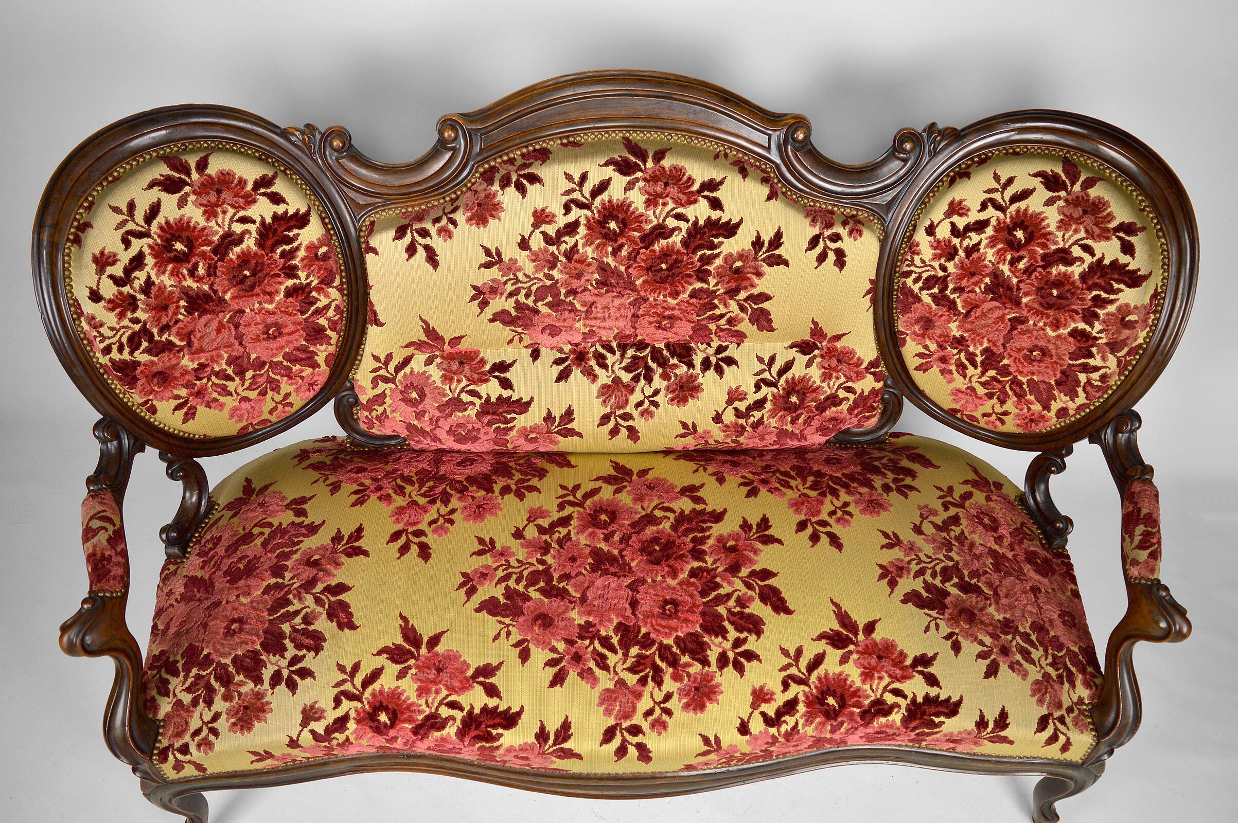 Salon Napoléon III in mahogany, 7 elements, circa 1860