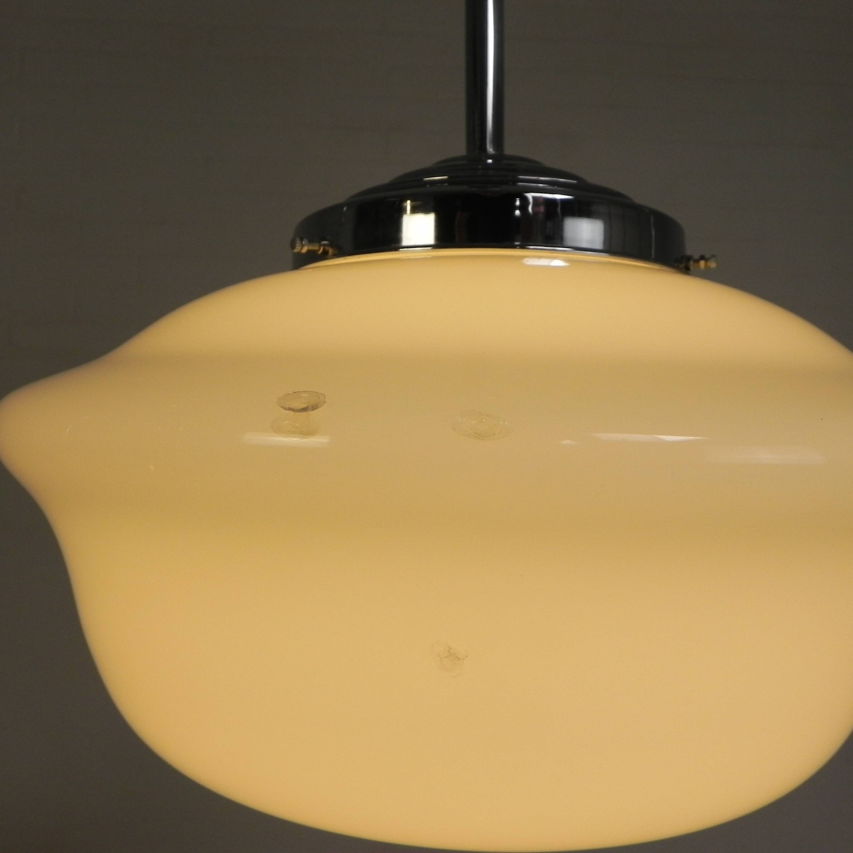 Art Deco pendant light with white glass shade, 1930s