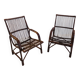 Lot de 2 Fauteuils de jardin en rotin et bambou -Vintage -Années 60 - avec coussins - vernis satin
