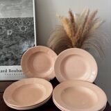 Vintage set of 8 powder pink soup plates Digoin Sarreguemines