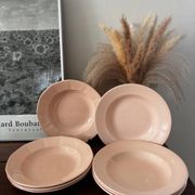 Vintage set of 8 powder pink soup plates Digoin Sarreguemines
