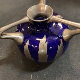 Blue vase and vintage silver