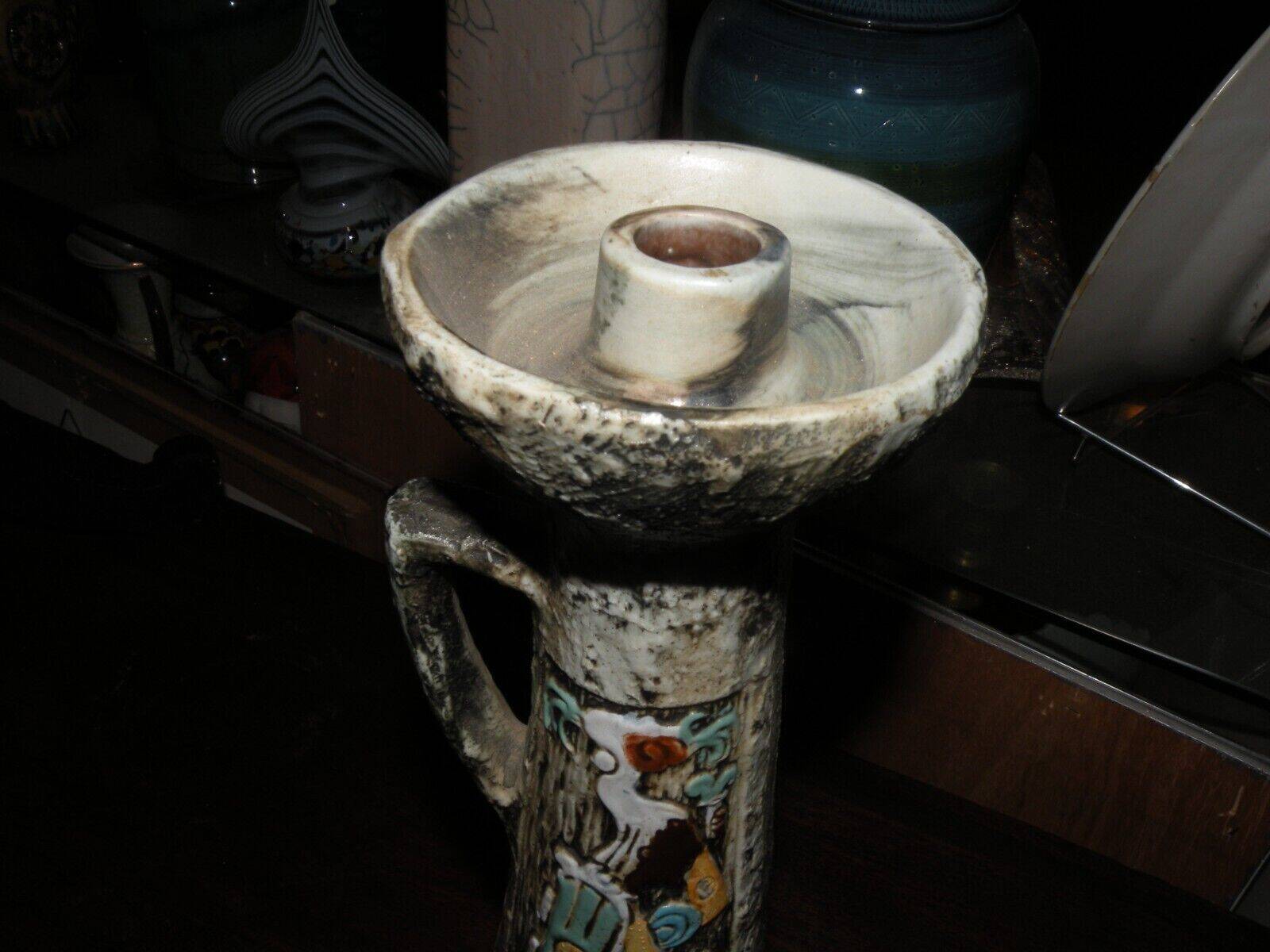 Italian Ceramic Brescian Arco Gardasse Candlestick 1970