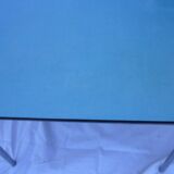 Table in blue formica with extensions