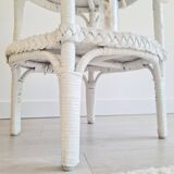 Antique white rattan side table